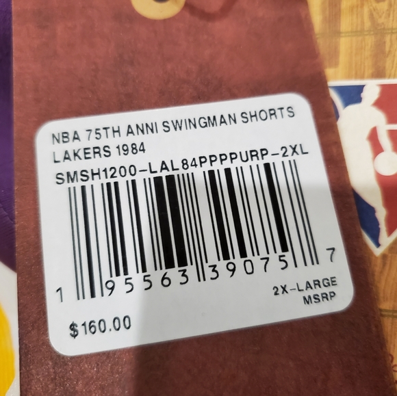 MITCHELL AND NESS LOS ANGELES LAKERS 75TH ANNIVERSARY 1984 SWINGMAN SHORTS MENS - Picture 3 of 3